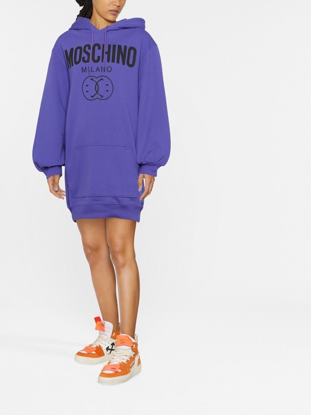 Moschino smiley-face logo-print hooded dress - Image 4