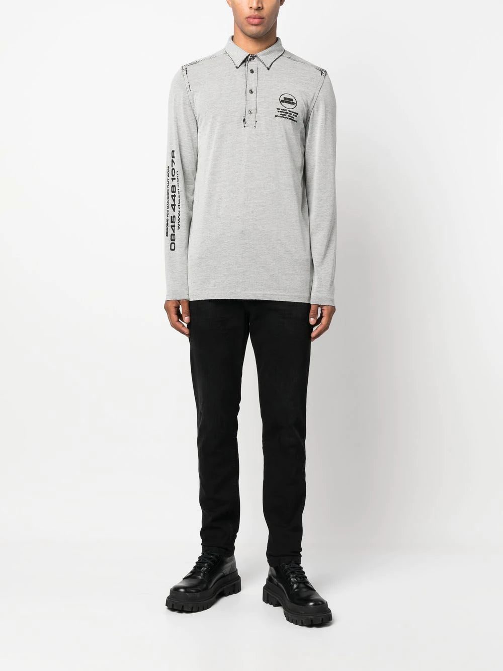 Diesel logo long-sleeved polo shirt - Image 2