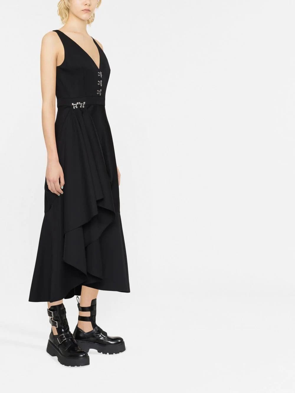 Alexander McQueen V-neck wool mid-length dress - Image 3