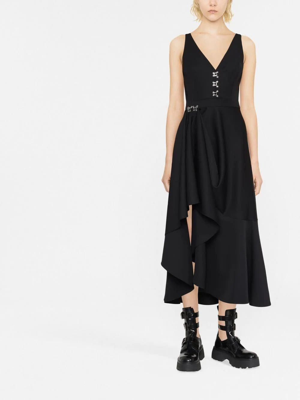 Alexander McQueen V-neck wool mid-length dress - Image 2