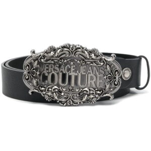 Versace logo-plaque leather belt