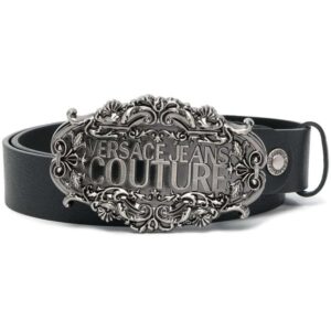 Versace logo-plaque leather belt