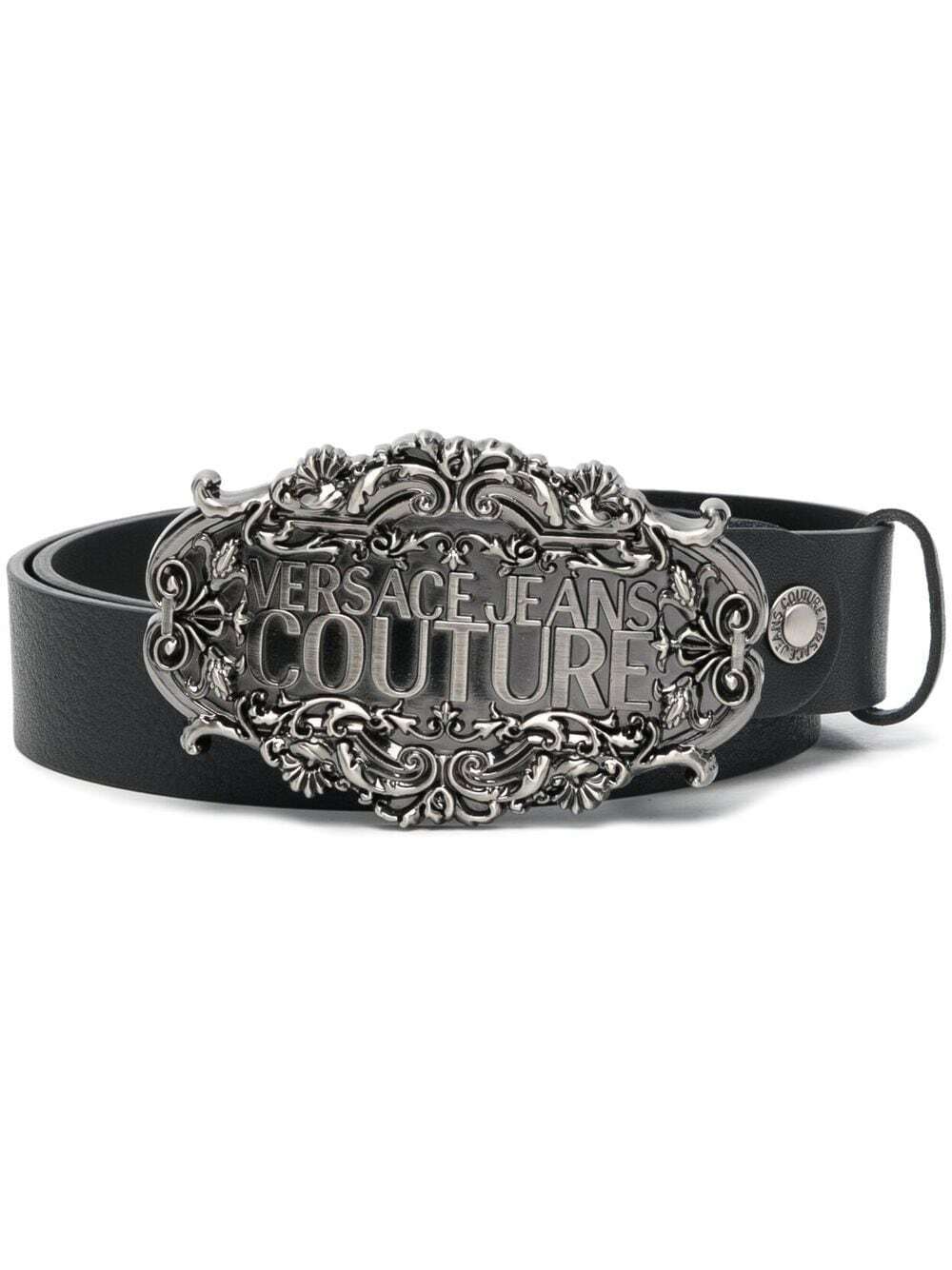 Versace logo-plaque leather belt