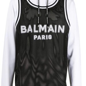 Balmain  logo-print detail hoodie
