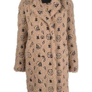 Philipp Plein  faux-fur embroidered-monogram coat