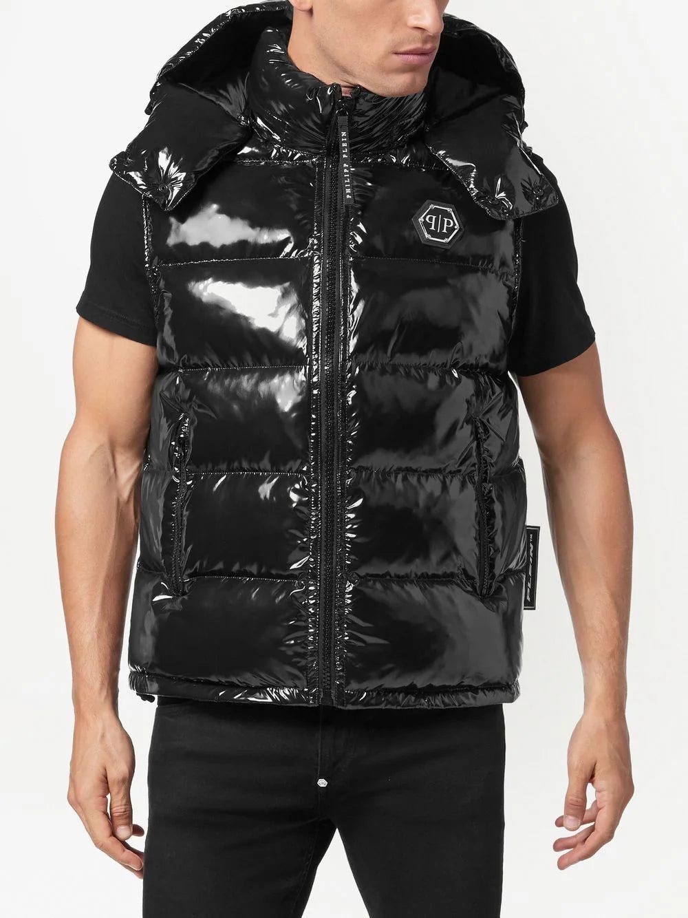 Philipp Plein logo-patch padded gilet - Image 3