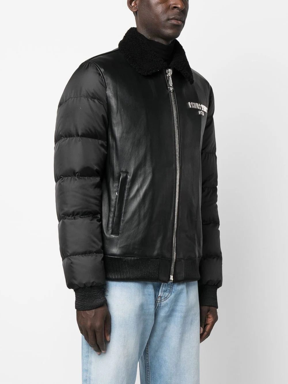 Philipp Plein logo-print padded leather jacket - Image 3