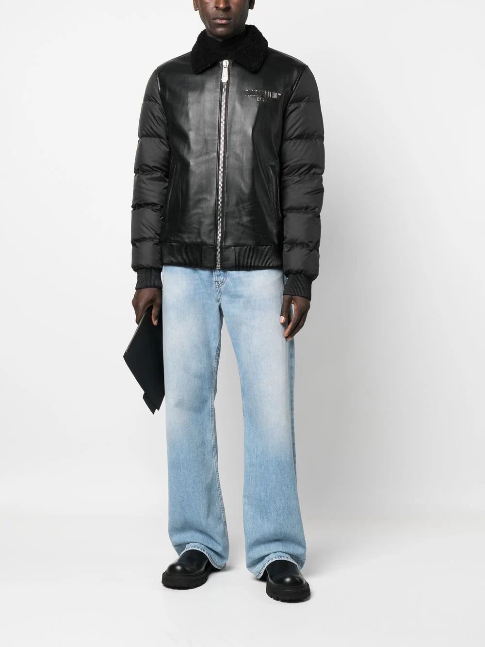 Philipp Plein logo-print padded leather jacket - Image 2