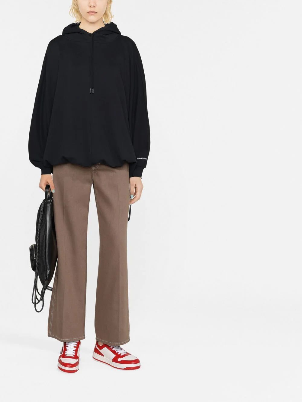 Karl Lagerfeld embroidered-logo organic cotton hoodie - Image 2