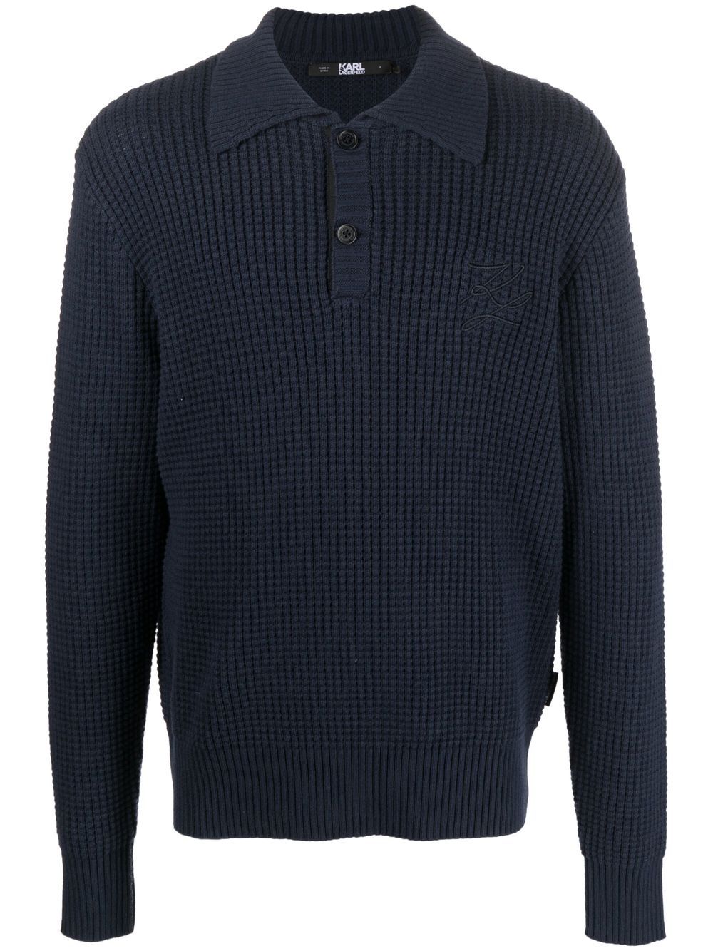 Karl Lagerfeld button-front long-sleeved polo shirt