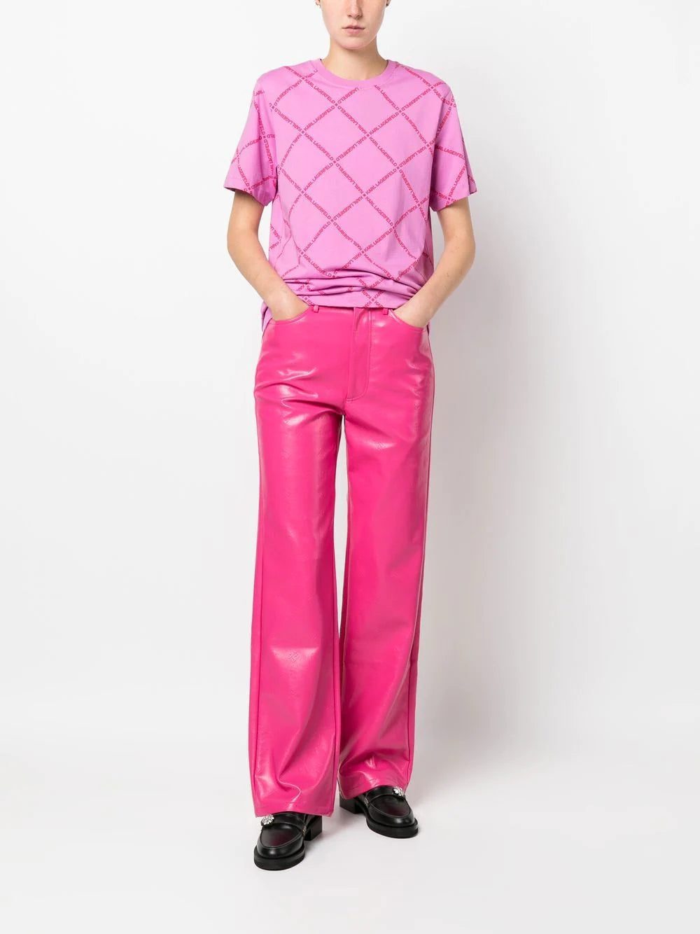 Karl Lagerfeld diamond logo-print T-shirt - Image 2