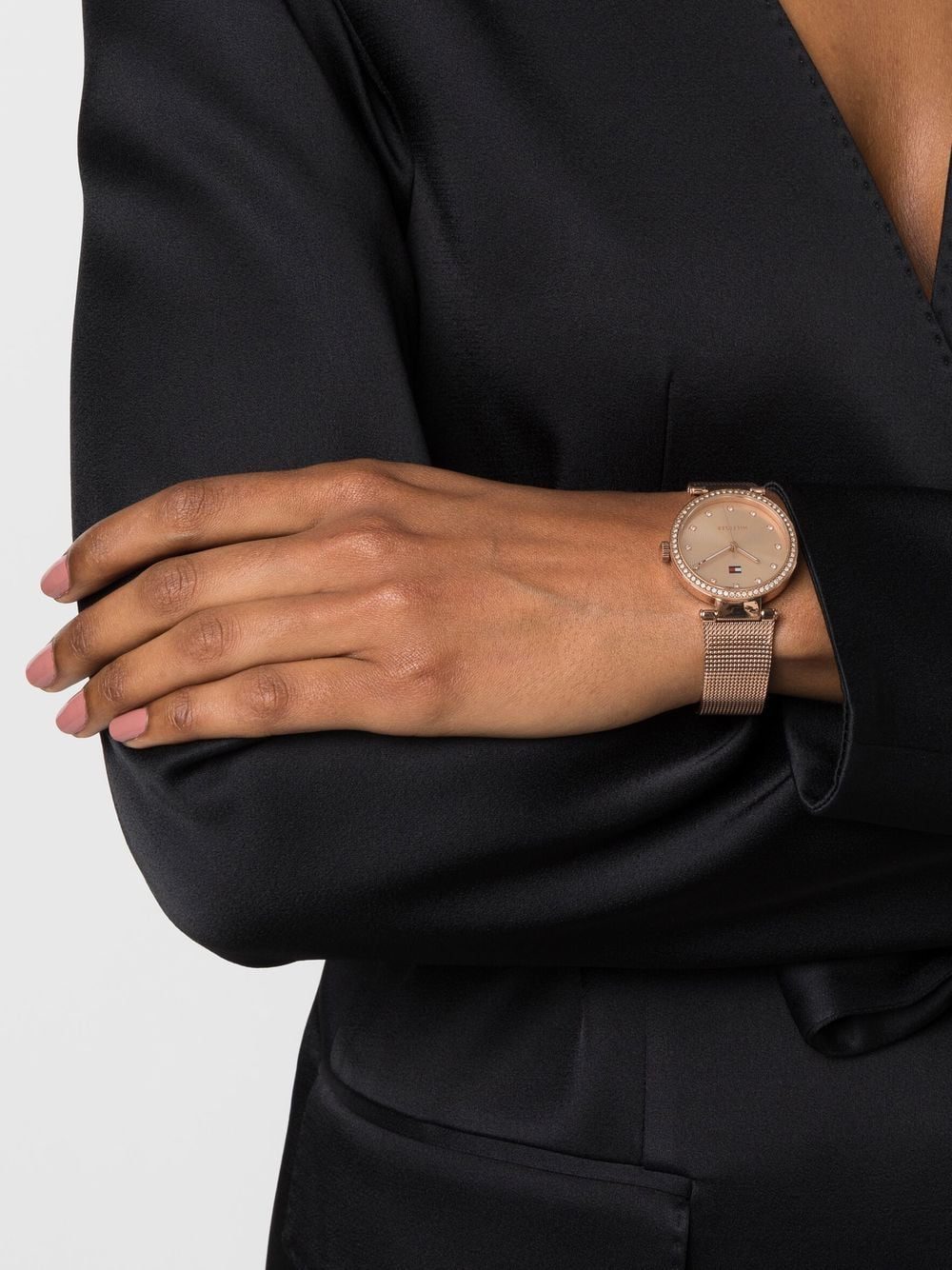 Tommy Hilfiger crystal embellished round watch - Image 2