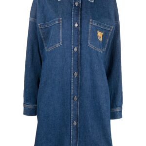 Moschino teddy-patch denim shirt dress