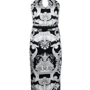 Versace Barocco-print cut-out midi dress