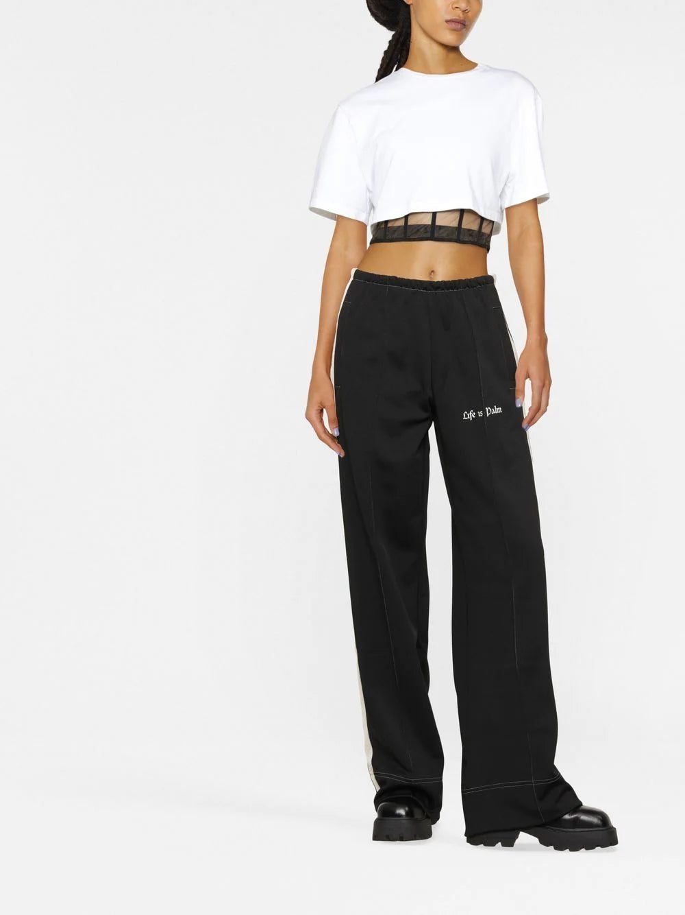 Palm Angels slogan-print flared track pants - Image 2
