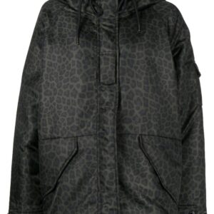 Moncler  leopard print padded hooded jacket