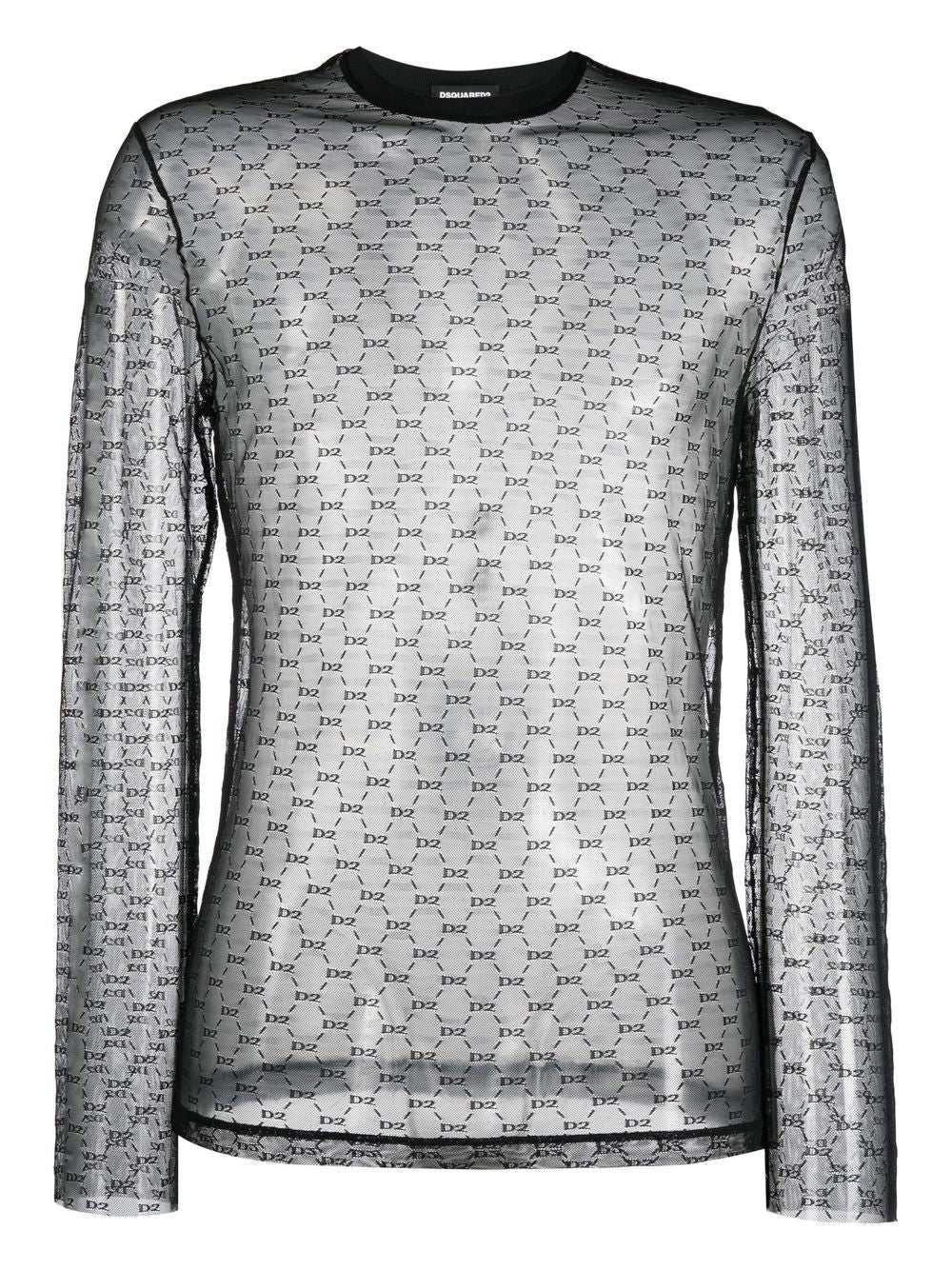 Dsquared2 all-over logo sheer T-shirt