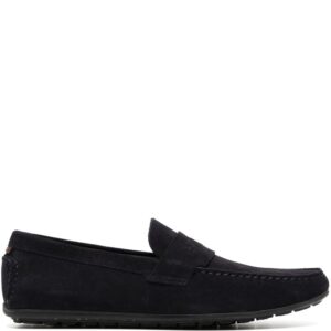 HUGO  logo-debossed suede-leather loafers