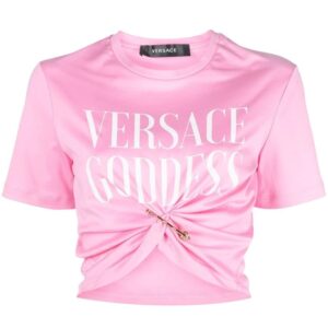 Versace  safety-pin cropped T-shirt