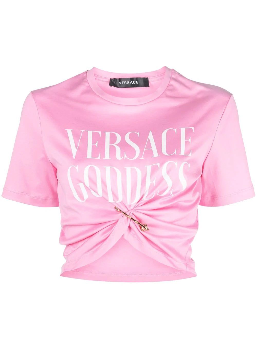 Versace safety-pin cropped T-shirt
