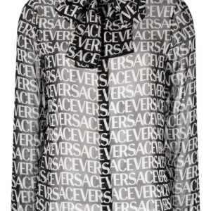 Versace logo-print pussybow blouse