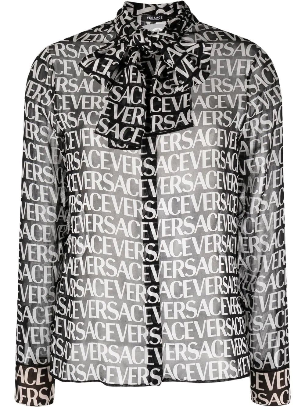 Versace logo-print pussybow blouse