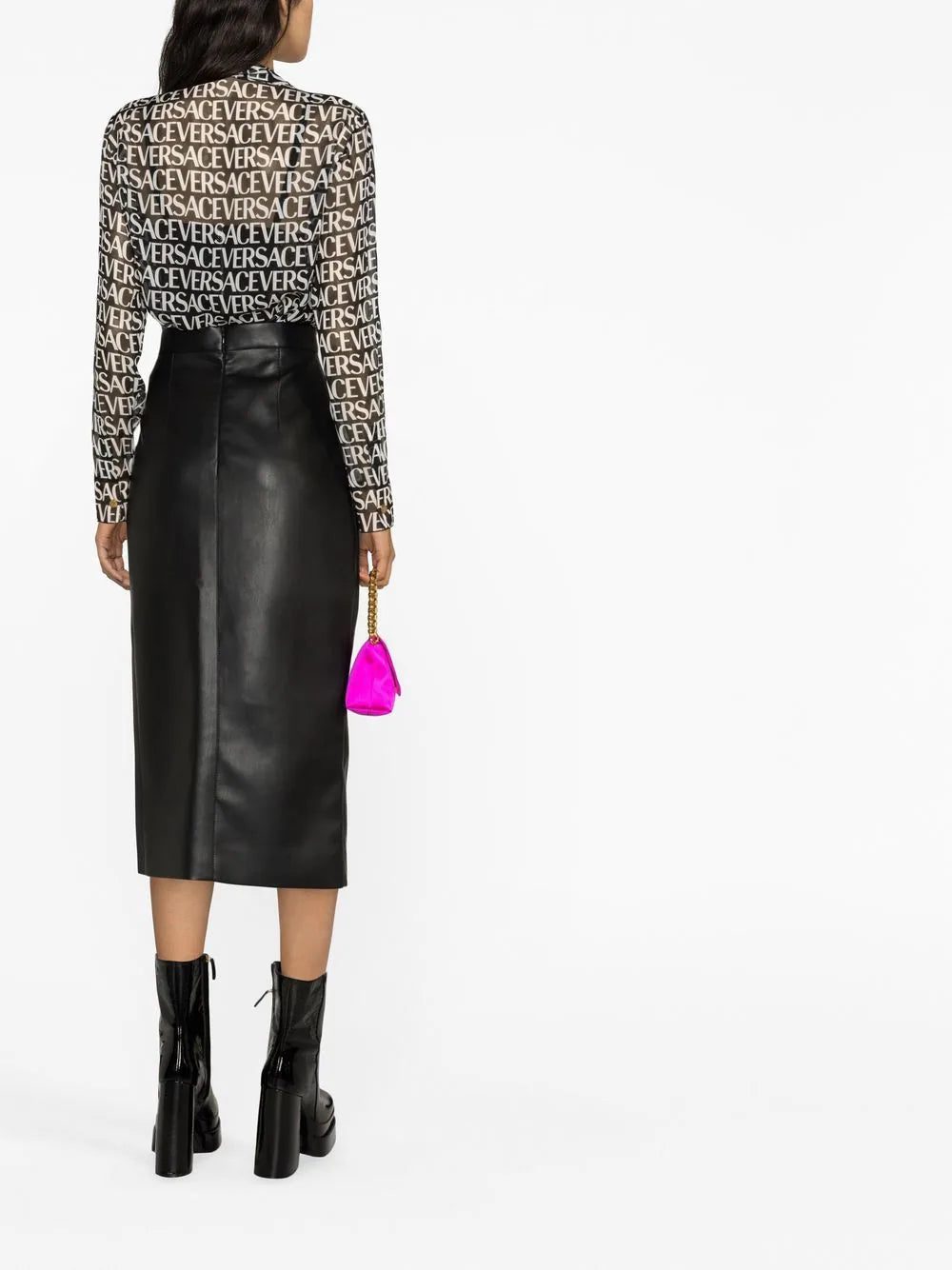 Versace logo-print pussybow blouse - Image 4