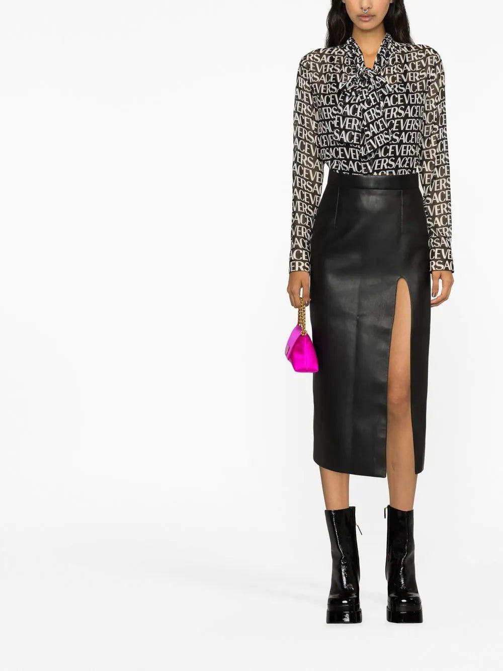 Versace logo-print pussybow blouse - Image 2