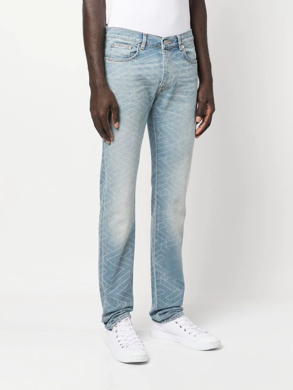 Versace geometric-print washed jeans - Image 3