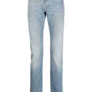 Versace geometric-print washed jeans