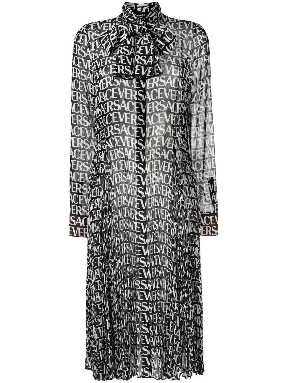 Versace logo-print silk shirtdress
