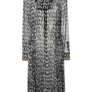 Versace  logo-print silk shirtdress