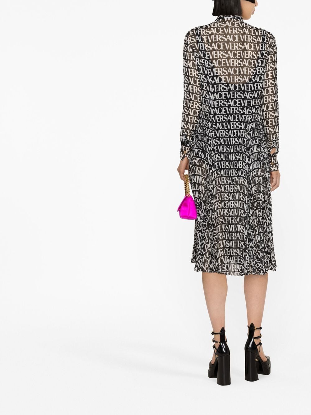 Versace logo-print silk shirtdress - Image 4