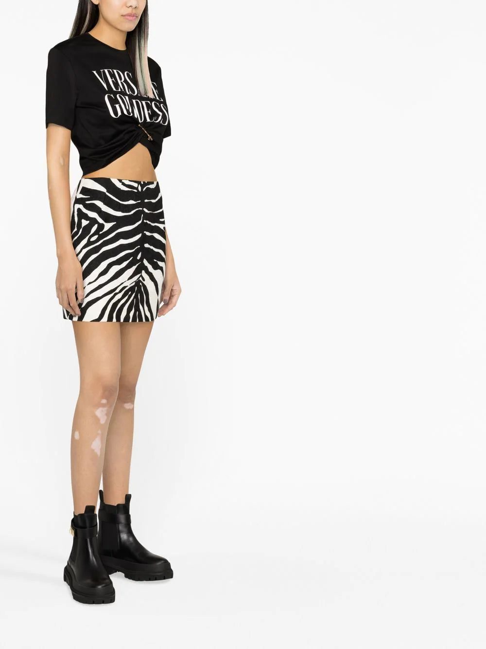 Versace safety-pin cropped T-shirt - Image 4