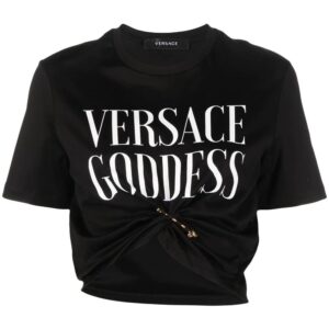 Versace  safety-pin cropped T-shirt