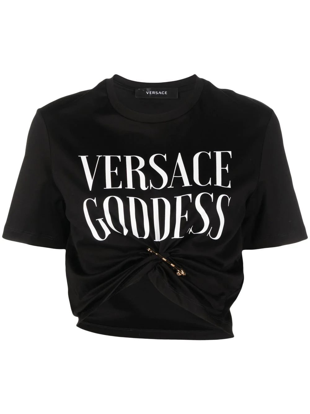 Versace safety-pin cropped T-shirt