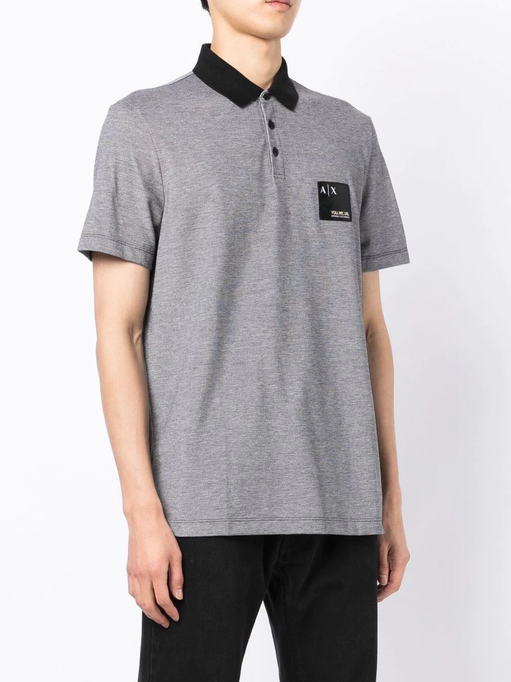 Armani Exchange chest logo-patch detail polo shirt - Image 3