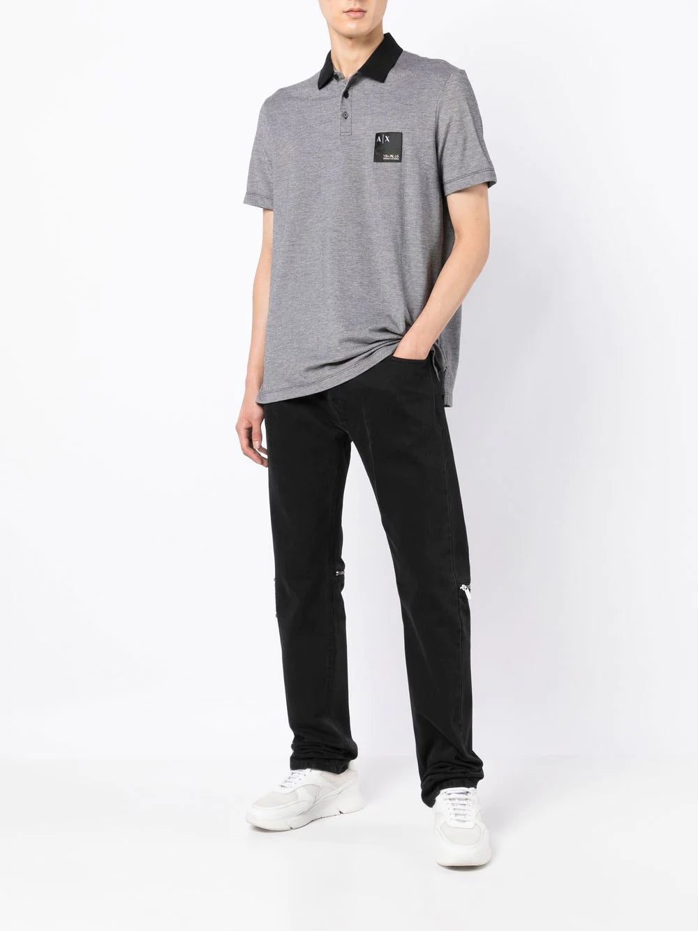 Armani Exchange chest logo-patch detail polo shirt - Image 2