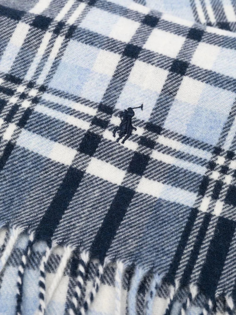 Polo Ralph Lauren embroidered-logo plaid fringed scarf - Image 2