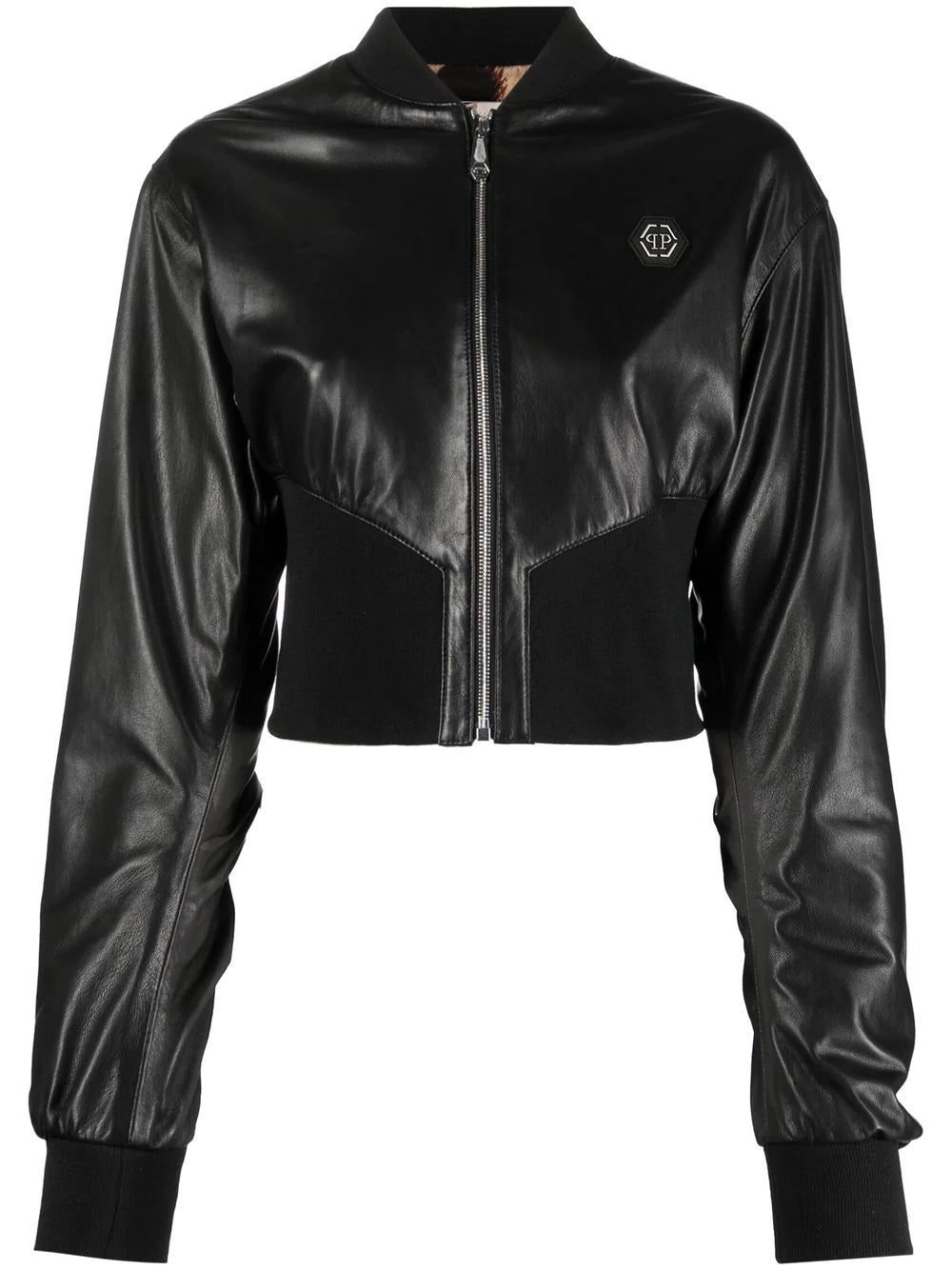 Philipp Plein leather bomber jacket