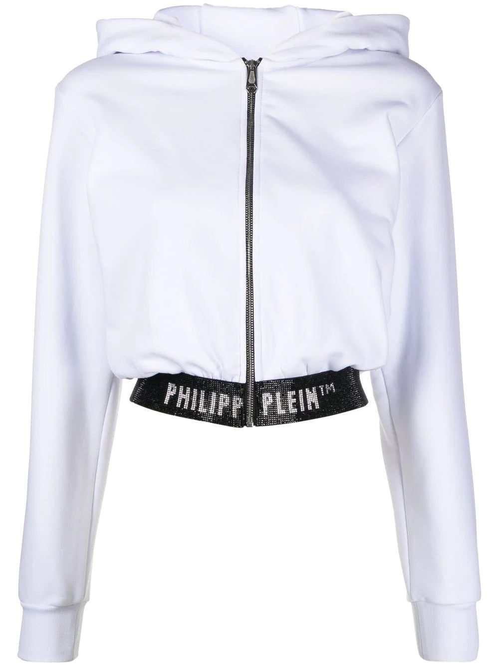 Philipp Plein logo-waistband cropped hoodie
