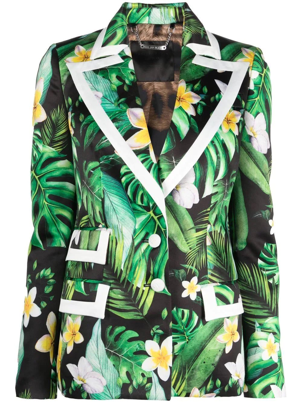 Philipp Plein floral-print single-breasted blazer
