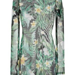 Philipp Plein graphic-print long-sleeve mini dress