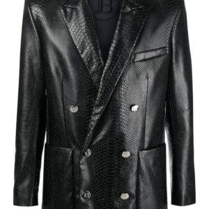 Balmain  faux snake-print embossed blazer