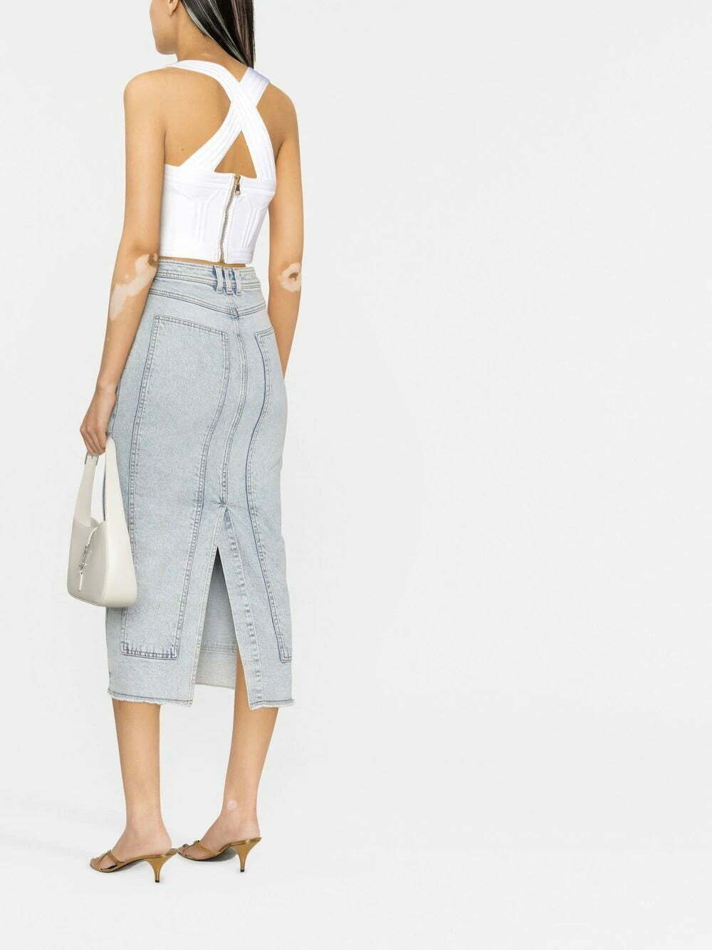 Balmain cropped geometric-panelled top - Image 4