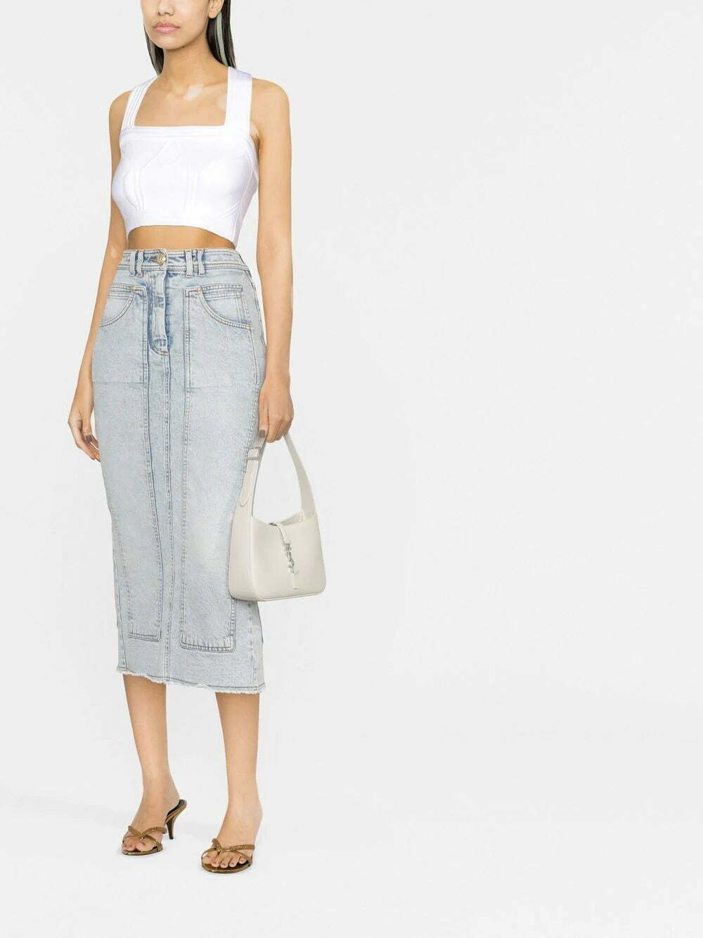 Balmain cropped geometric-panelled top - Image 2