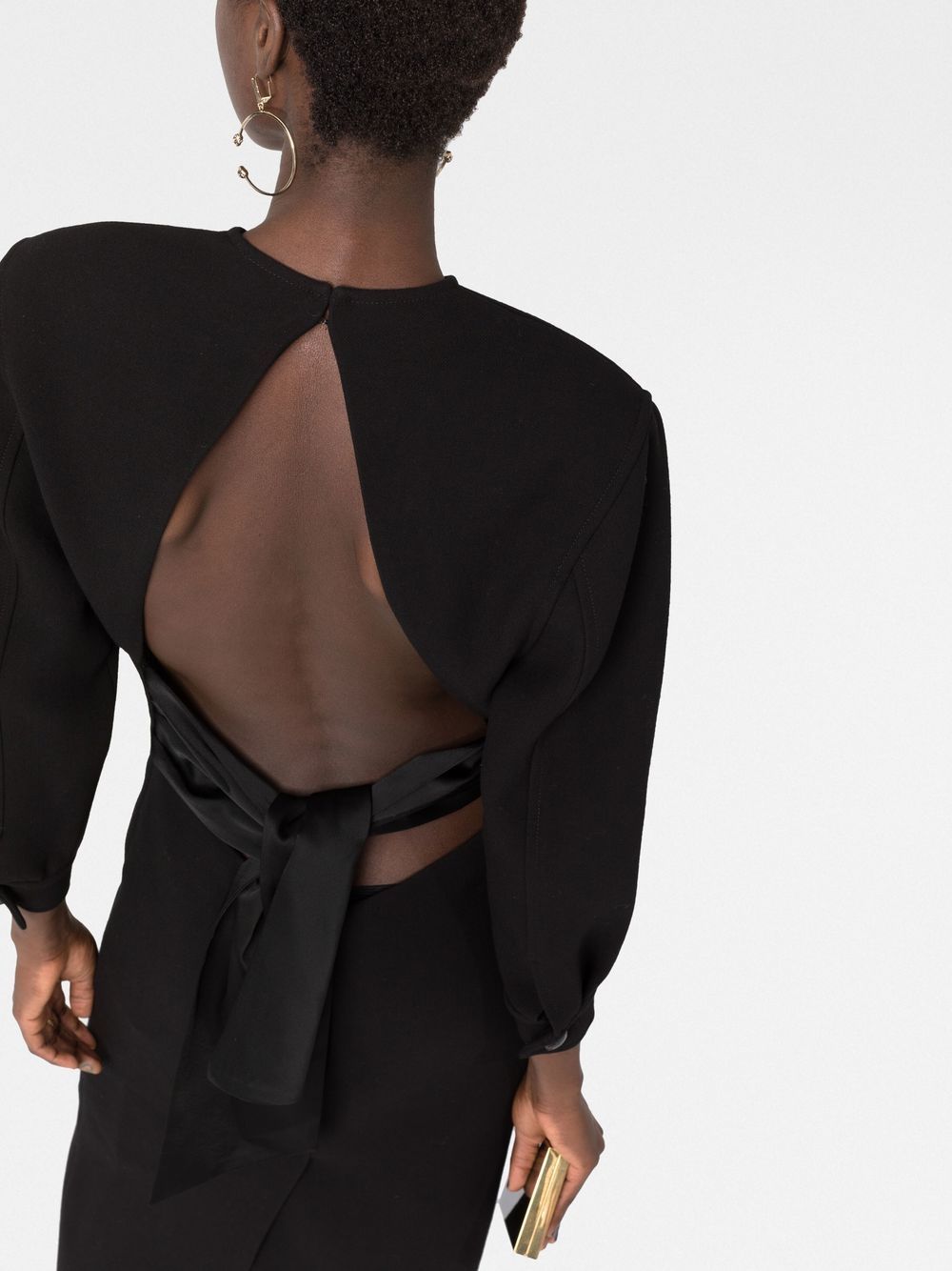 Saint Laurent Black Open Back Maxi Dress - Image 3