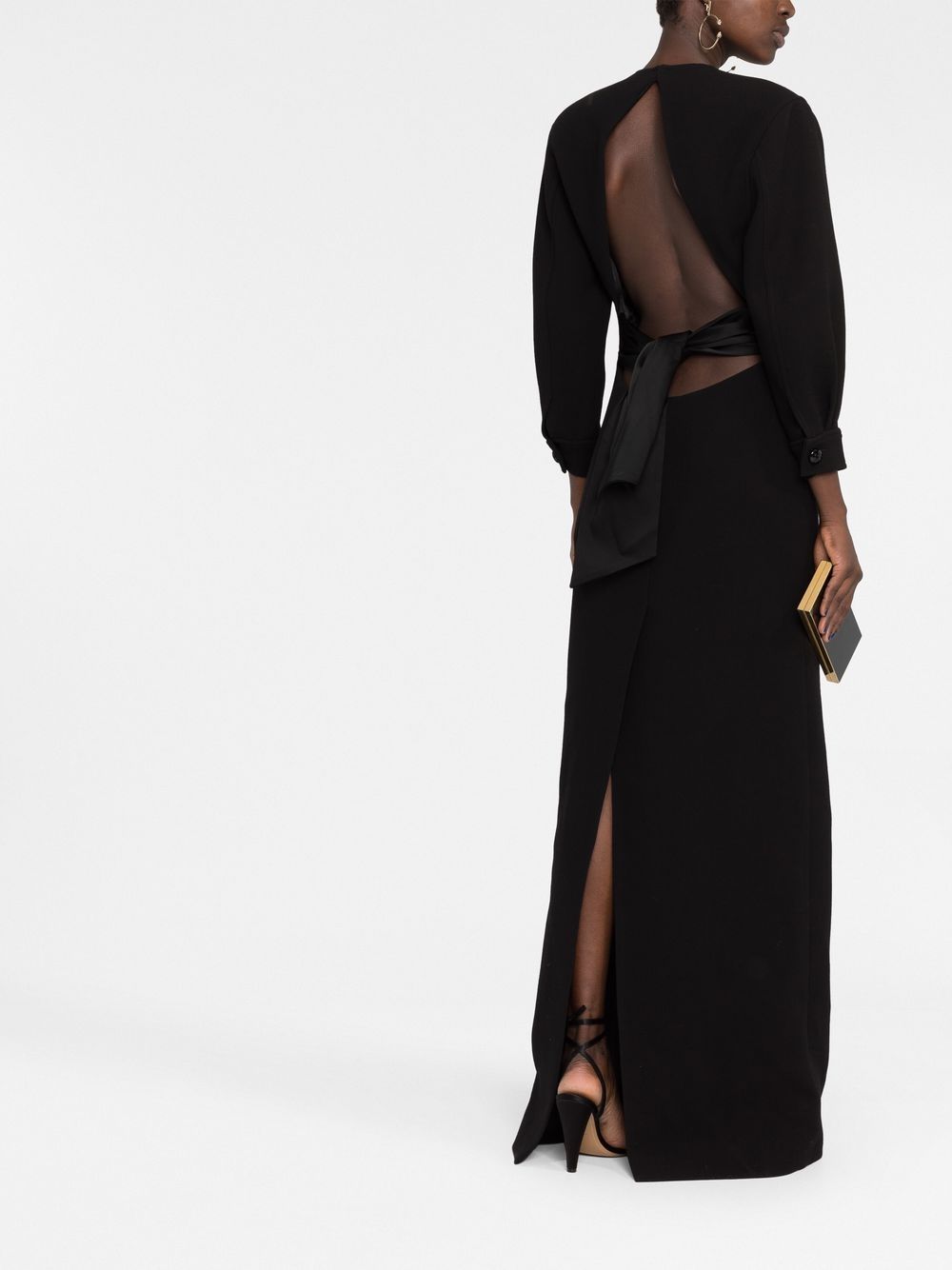 Saint Laurent Black Open Back Maxi Dress - Image 2