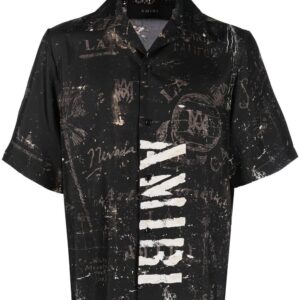 Amiri logo-print short-sleeve silk shirt