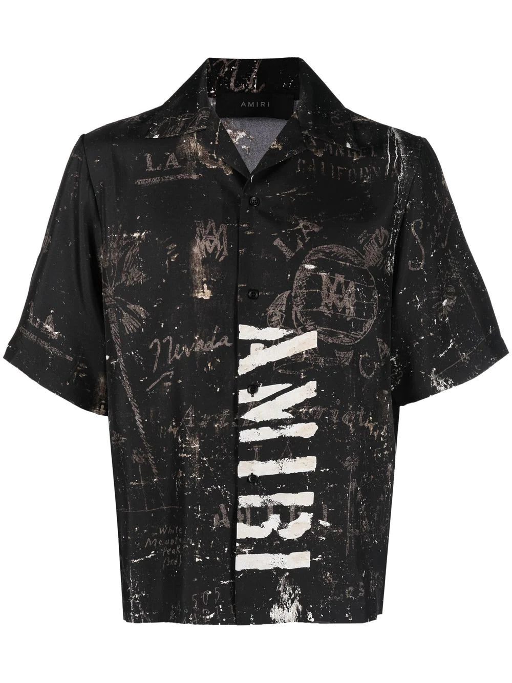 Amiri logo-print short-sleeve silk shirt
